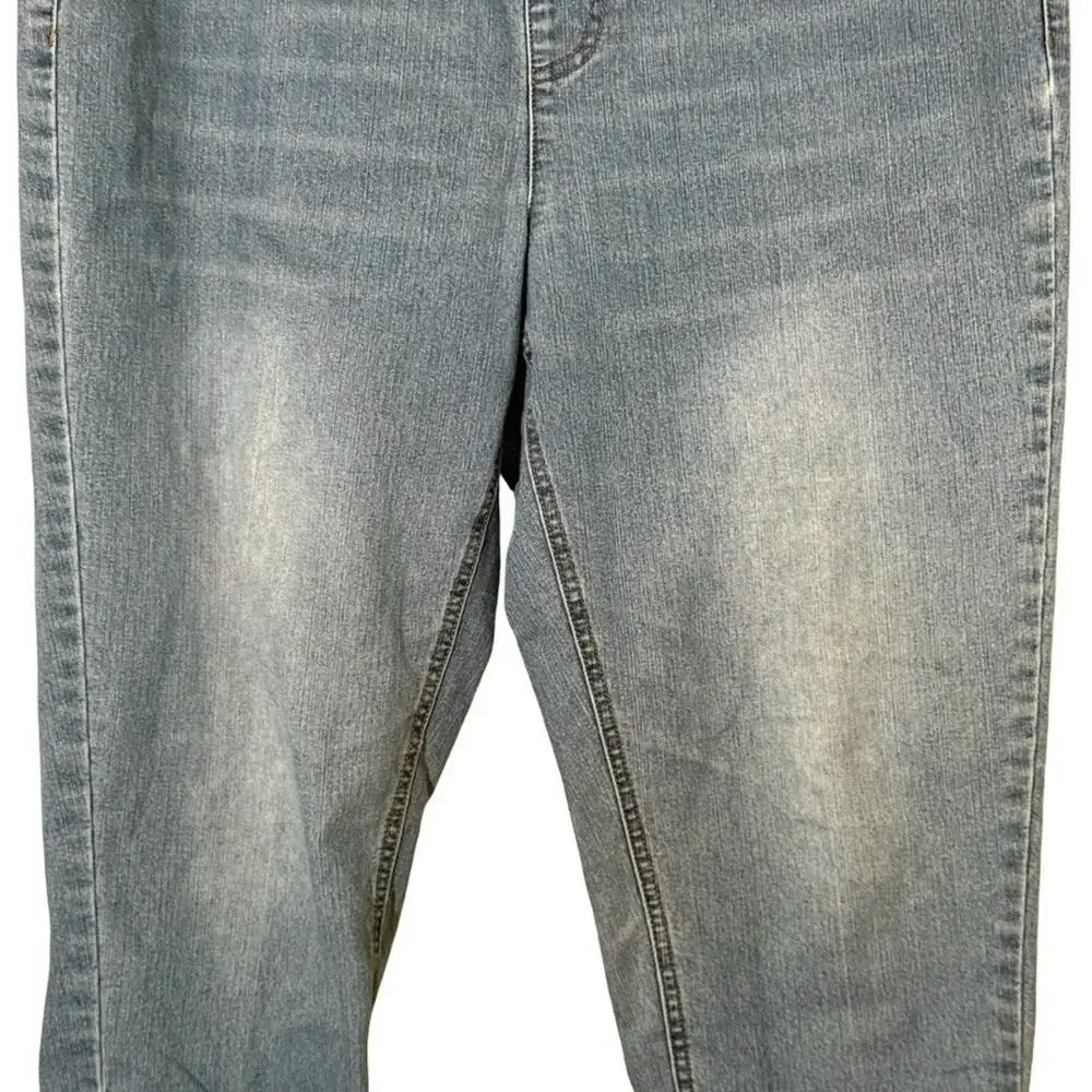 Soft Surroundings Petite Cropped Capri Blue Jeans Pull On Stretch sz P L